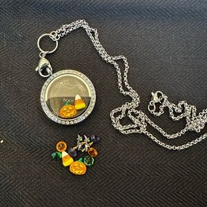 Halloween Themed Silver Locket Necklace